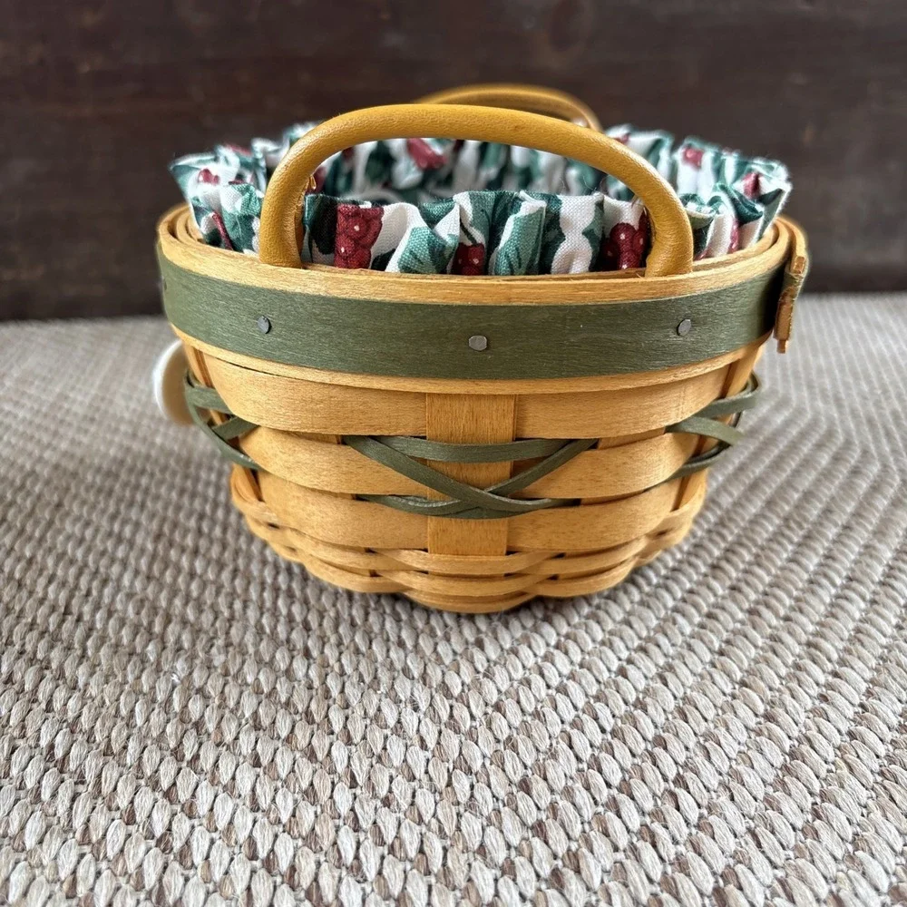 Longaberger 1999 Peppermint Tree Trimming Basket Liner Protector Hang Tag
